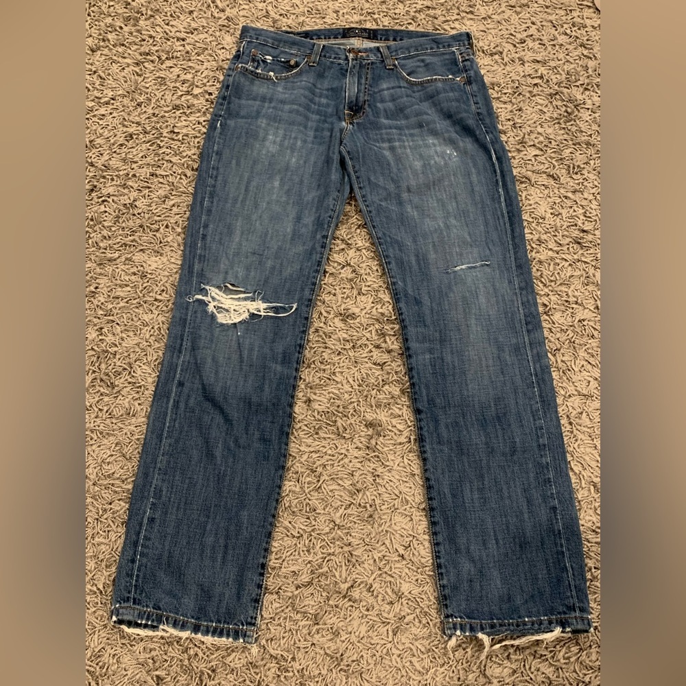 LUCKY BRAND Men’s 221 Original Straight Ripped Distressed Denim Blue Jeans 32X32